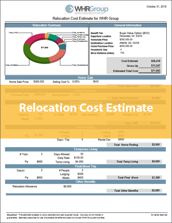 Domestic Relocation Package Letter Thank You WHR Global   Employee Relocation Cost Estimate 