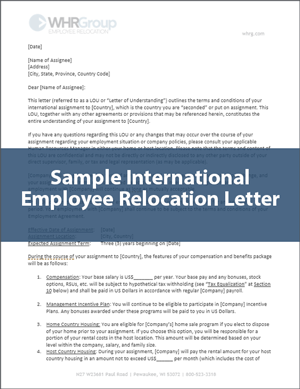 Sample International Employee Relocation Letter