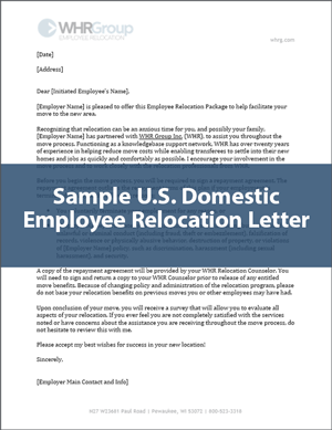 Sample US -Domestic Employee Relocation Letter